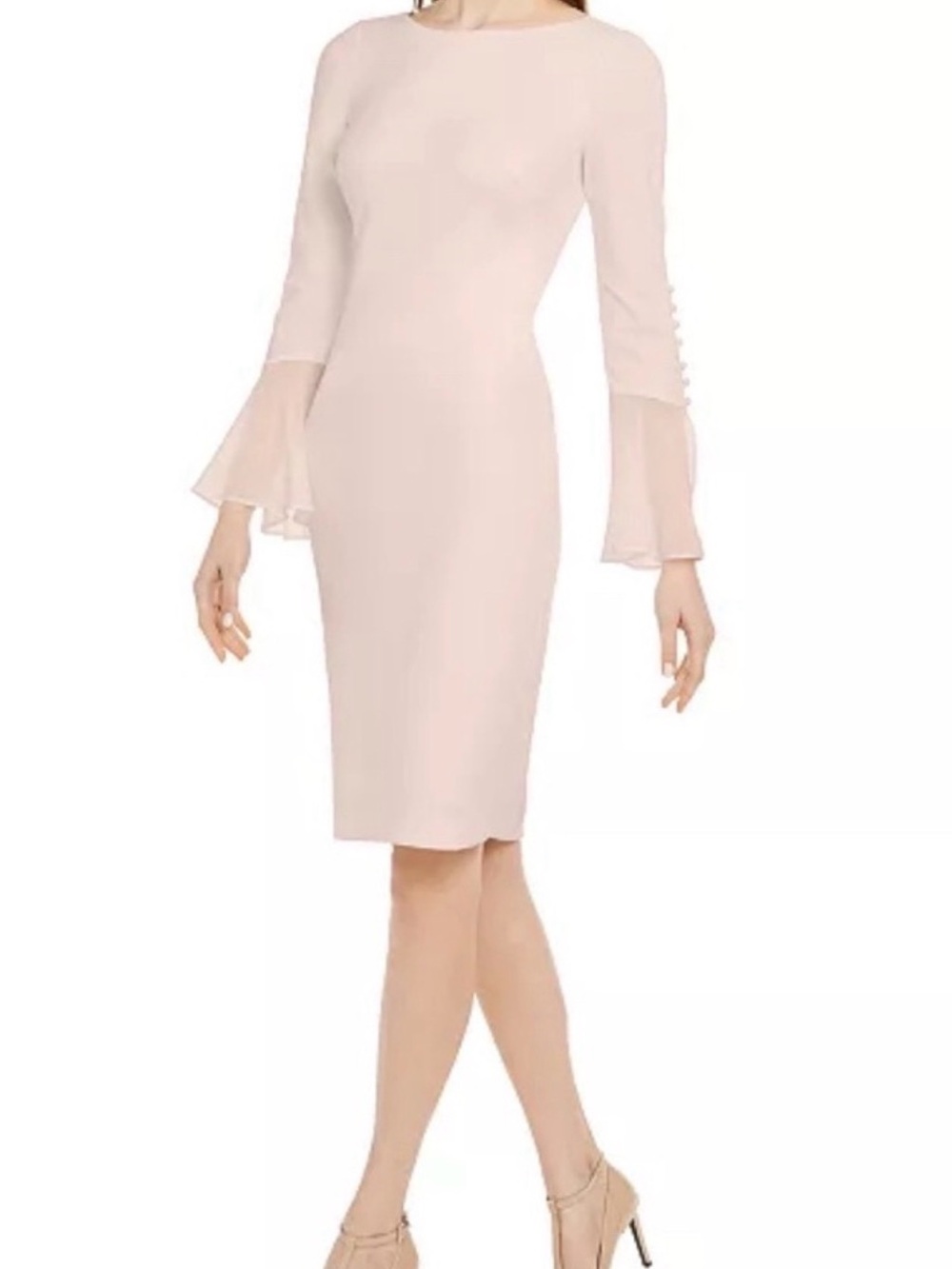 Calvin Klein Blush Pink Bell-Sleeve Sheath Dress